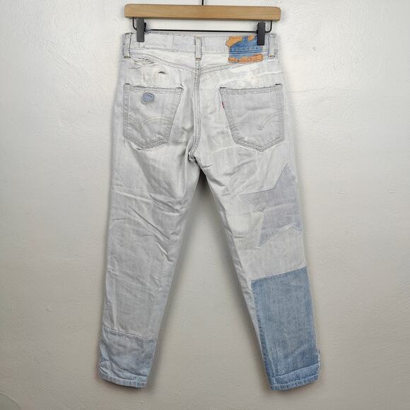 Levis Vintage Clothing Patchwork Jeans Womens 27 Light Wash Moon Tapered - Picture 9 of 13